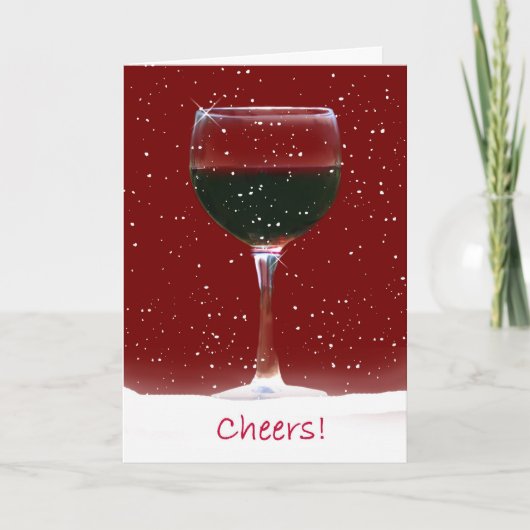 Red Wine Cheers Xmas Card Feiertagskarte (Vorderseite)