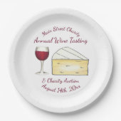 Red Wine Degustation Brie Cheese Cocktail Party Ev Pappteller (Vorderseite)