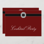 Red Wine Diamond Red Black Cocktail Party Einladung (Vorne/Hinten)