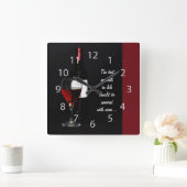 red wine glass and bottle quadratische wanduhr (Zuhause)
