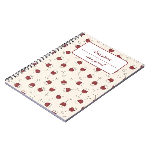 Red Wine Glass Degustation Journal Notizblock (Linke Seite)