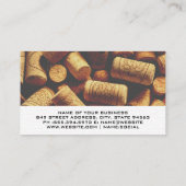 Red Wine Glass Logo | Cork Piles Background Visitenkarte (Rückseite)