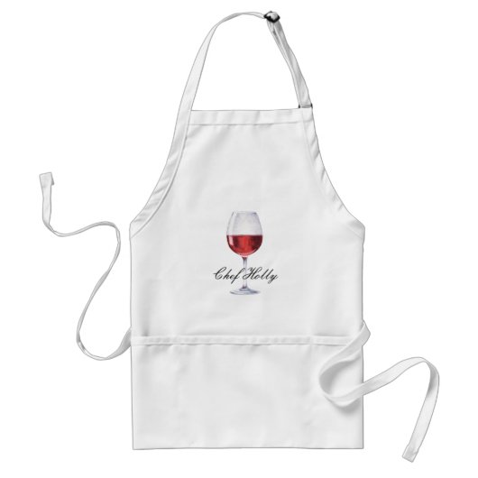 Red Wine Glass Themed Leiter Name Adult Apron Schürze (Vorne)