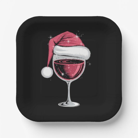 Red Wine Glass Weihnachten Weihnachten Weihnachten Pappteller (Vorderseite)