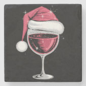 Red Wine Glass Weihnachten Weihnachten Weihnachten Steinuntersetzer (Vorderseite)