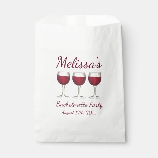 Red Wine Glasses Bachelorette Brautparty Party Geschenktütchen (Vorderseite)