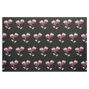Red Wine Glasses Muster auf schwarz Stoff