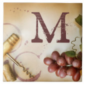 Red Wine Grapes Cork Screw Monogram Display Tile Fliese (Vorderseite)