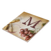 Red Wine Grapes Cork Screw Monogram Display Tile Fliese (Seite)
