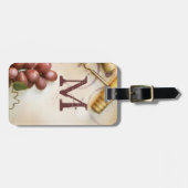 Red Wine Grapes Cork Screw Monogram Luggage Tag Gepäckanhänger (Vorderseite horizontal)