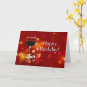 Red Wine Happy Birthday Card Karte (Gelbe Blume)