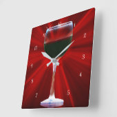 Red Wine in Glass Quadratische Wanduhr (Winkel)