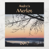 Red Wine Label Sunset Lake Weinetikett (Einzelnes Label)