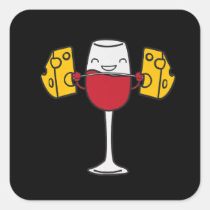 Red Wine Lifting Chef Funny Snatch Squat Barbell Quadratischer Aufkleber