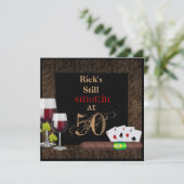 RED WINE MENS 50. Geburtstag Einladung Zigarren (Stehend Vorderseite)