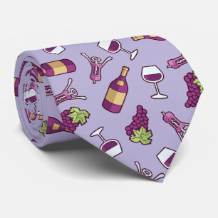 Red Wine Pattern Neck Tie Krawatte