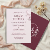 Red Wine Simple Boho Floral Hochzeitsempfang Einladung