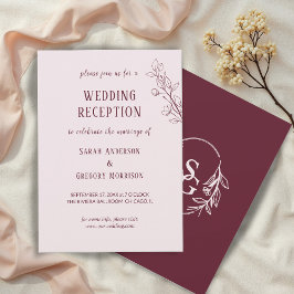 Red Wine Simple Boho Floral Hochzeitsempfang Einladung