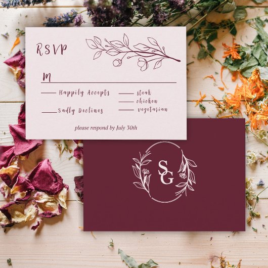 Red Wine Simple Boho Floral UAWG Begleitkarte