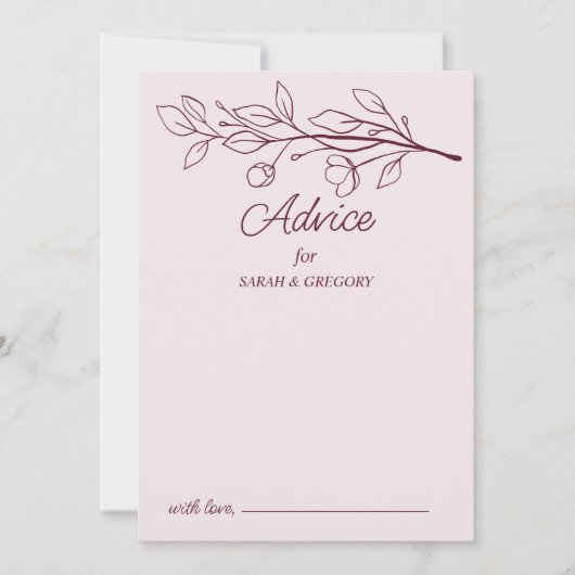 Red Wine Simple Boho Floral Wedding Advice Einladung (Vorderseite)