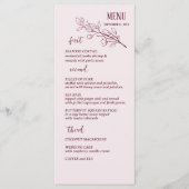 Red Wine Simple Boho Floral Wedding Menu Menükarte (Vorderseite)