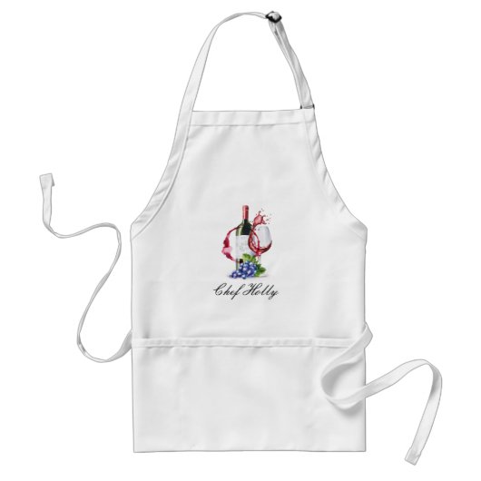Red Wine Themed Leiter Name Adult Apron Schürze (Vorne)