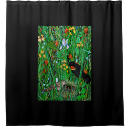 Red Wing Blackbird Black Showvorhang Duschvorhang