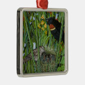Red Wing Blackbird Silbernes Ornament (Rechts)