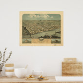 Red Wing Minnesota 1868 Antique Panoramabalkarte Poster (Küche)