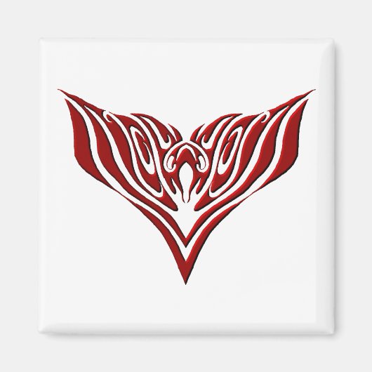 Red Winged Bird Tribal Tattoo Design Magnet (Vorne)