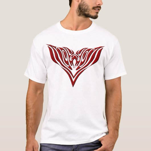 Red Winged Bird Tribal Tattoo Design T-Shirt (Vorderseite)