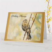 Red-Winged Blackbird - Geburtskarte Karte (Gelbe Blume)