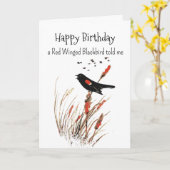 Red Winged Blackbird Personality Birthday Fun Bird Karte (Gelbe Blume)