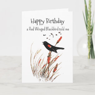 Red Winged Blackbird Personality Birthday Fun Bird Karte