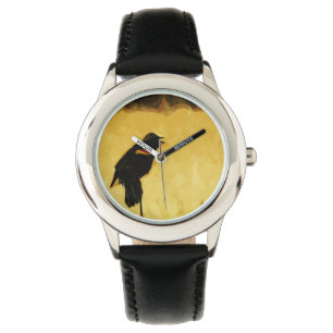 Red-Winged Blackbird singend Abstrakt Armbanduhr
