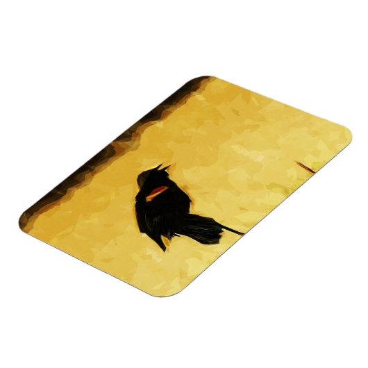 Red-Winged Blackbird singend Abstrakt Magnet (Linke Seite)
