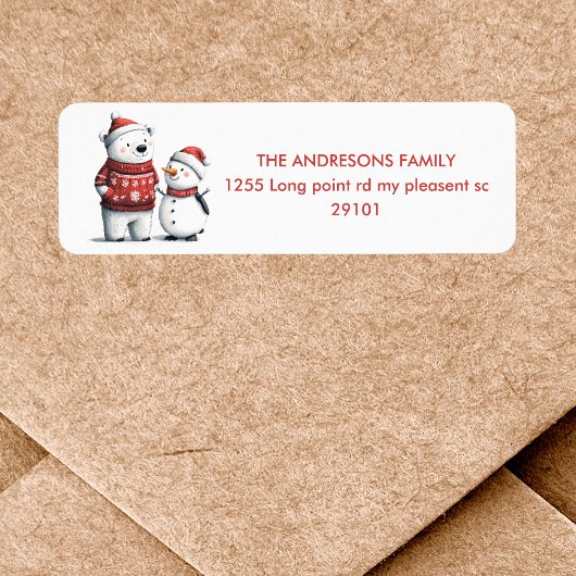 Red Winter Bear & Snowmen | Winter Wonderland