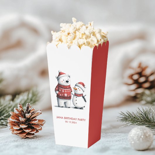 Red Winter Bear & Snowmen | Winter Wonderland Geschenkschachtel