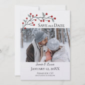Red Winter Berries Custom Foto Save The Date (Vorderseite)