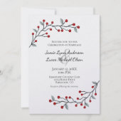 Red Winter Berries einfach Elegante Hochzeit Einladung (Vorderseite)