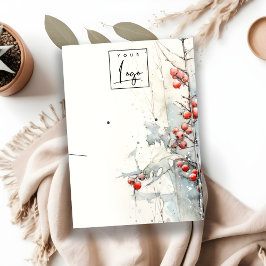 Red Winter Berries Logo Earring Necklace Holder Visitenkarte