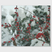 Red Winter Berries Urlaubspapier Geschenkpapier (Flach)