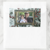 Red Winter Berries Weihnachtsaufkleber Rechteckiger Aufkleber (Tasche)