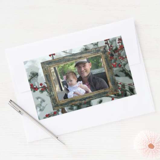 Red Winter Berries Weihnachtsaufkleber Rechteckiger Aufkleber (Umschlag)