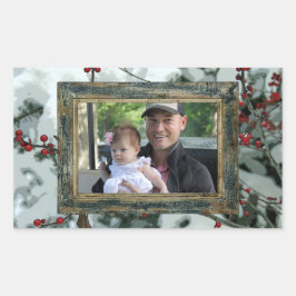 Red Winter Berries Weihnachtsaufkleber Rechteckiger Aufkleber