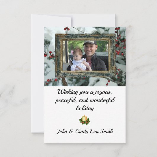 Red Winter Berries Weihnachtsferien - Flat Card (Vorderseite)