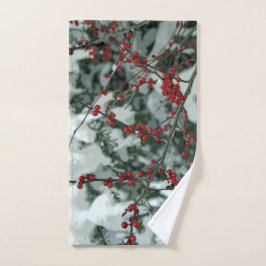 Red Winter Berries Weihnachtsferien Handtuch