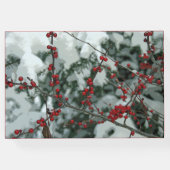 Red Winter Berries Weihnachtsgeschenk Gästebuch (Rückseite)