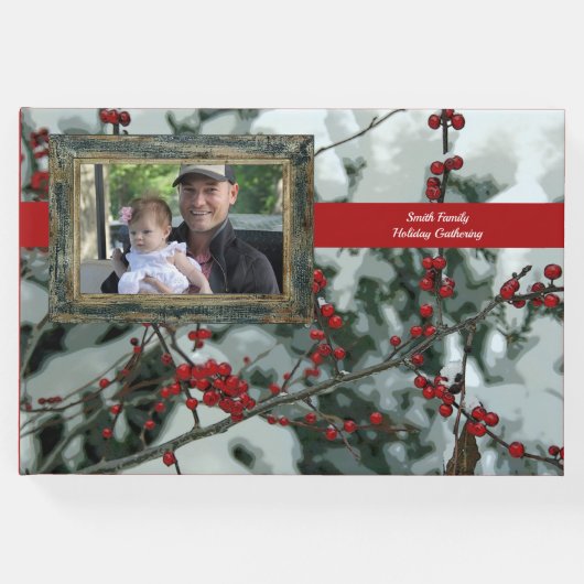 Red Winter Berries Weihnachtsgeschenk Gästebuch (Vorderseite)