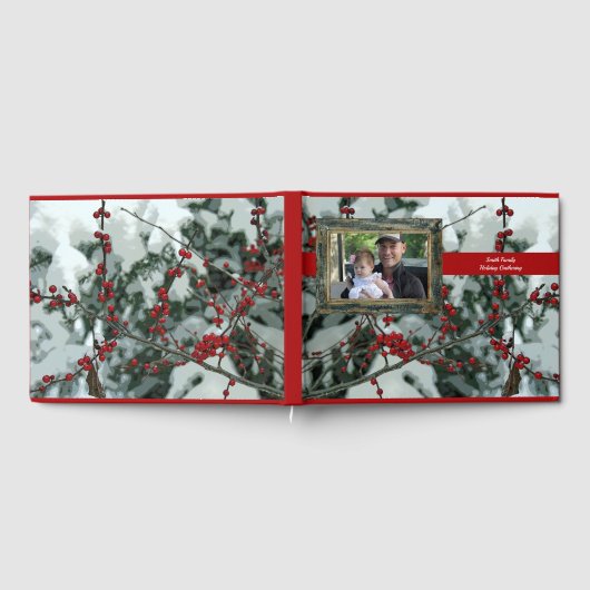 Red Winter Berries Weihnachtsgeschenk Gästebuch (Voll)